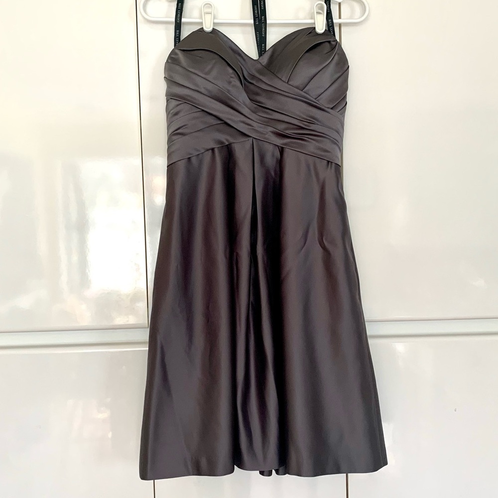 Bill Levkoff Satin Strapless Dress